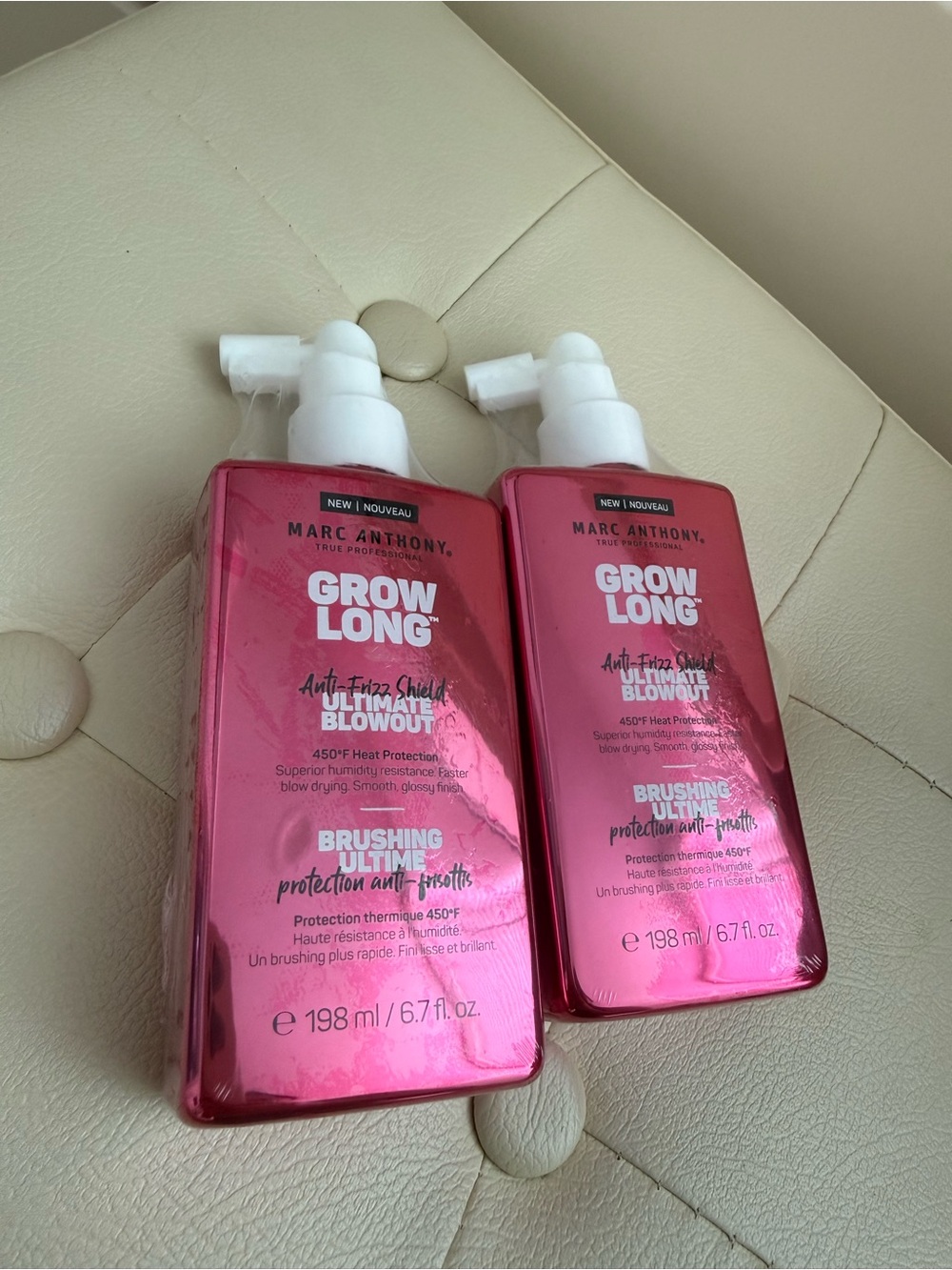 TWO Marc Anthony Grow Long Ultimate Blowout Heat Protectant - Metallic Red Bottl